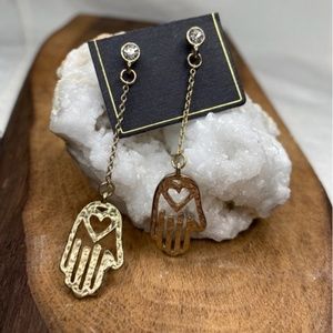 Gold Heart In Hands Earrings